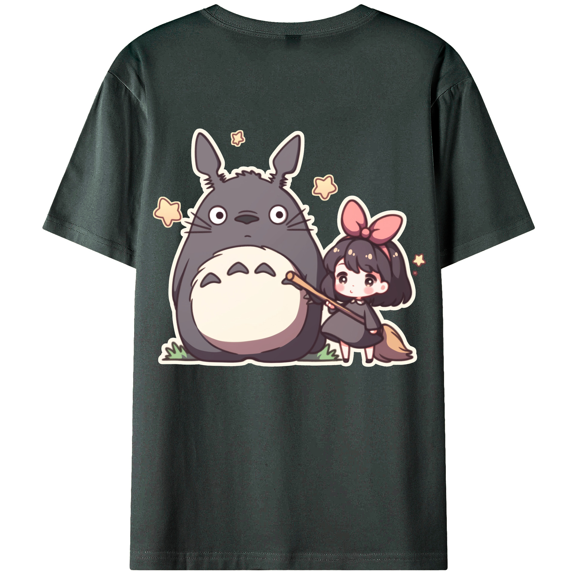 （画像用） となりのトトロ 草壁メイ 草壁サツキ My Neighbor Totoro Satsuki Kusakabe Mei Kusakabe 綿100％ メンズ半袖Tシャツ（バックプリント） 通気性